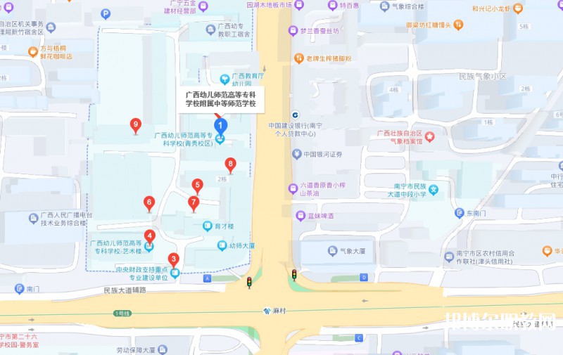 廣西幼兒師范高等?？茖W(xué)校附屬中等師范學(xué)校地址，乘車路線